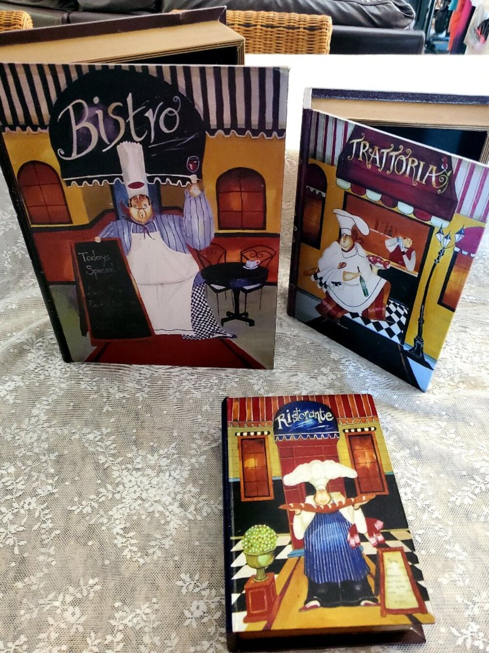 at Italian Chef Stacking Storage Boxes (3) Kitchen Deco 3 Different Sizes - SET